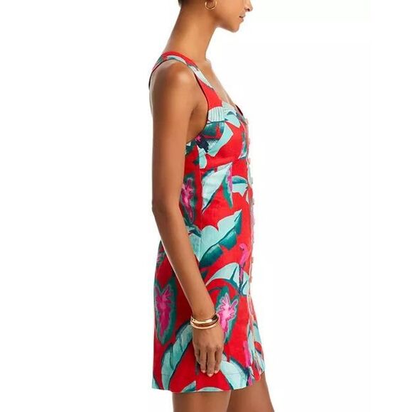 FARM Rio Summer Foliage Linen Mini Dress Size M - Picture 4 of 10